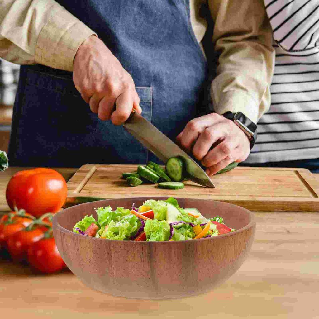 Acacia Wood Plate Round Dish Dinner Plates Food Serving Snack Holder Fruit Storage Condiment Containers Home Bowl