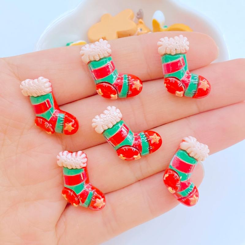 20 Stück Niedlicher Weihnachts-Schneemann, Weihnachtsmann, Lebkuchenmann, Weihnachtsbaum, Flache Rückseite, Harz, Scrapbooking, DIY, Schmuck, Dekoration, Zubehör