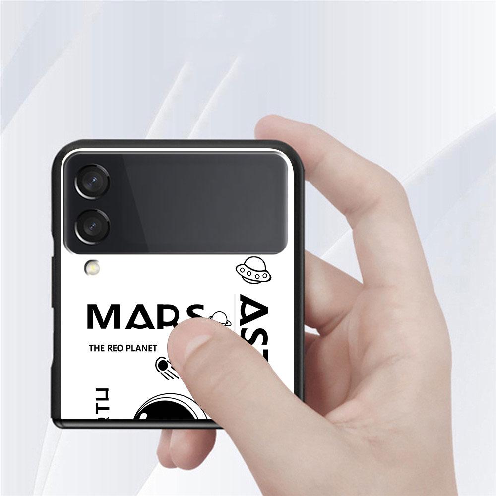 Case For Samsung Galaxy Z Flip 3 4 5G Black Hard PC Phone Housing Z Flip4 Luxury Segmented Cover Luxury Astronaut