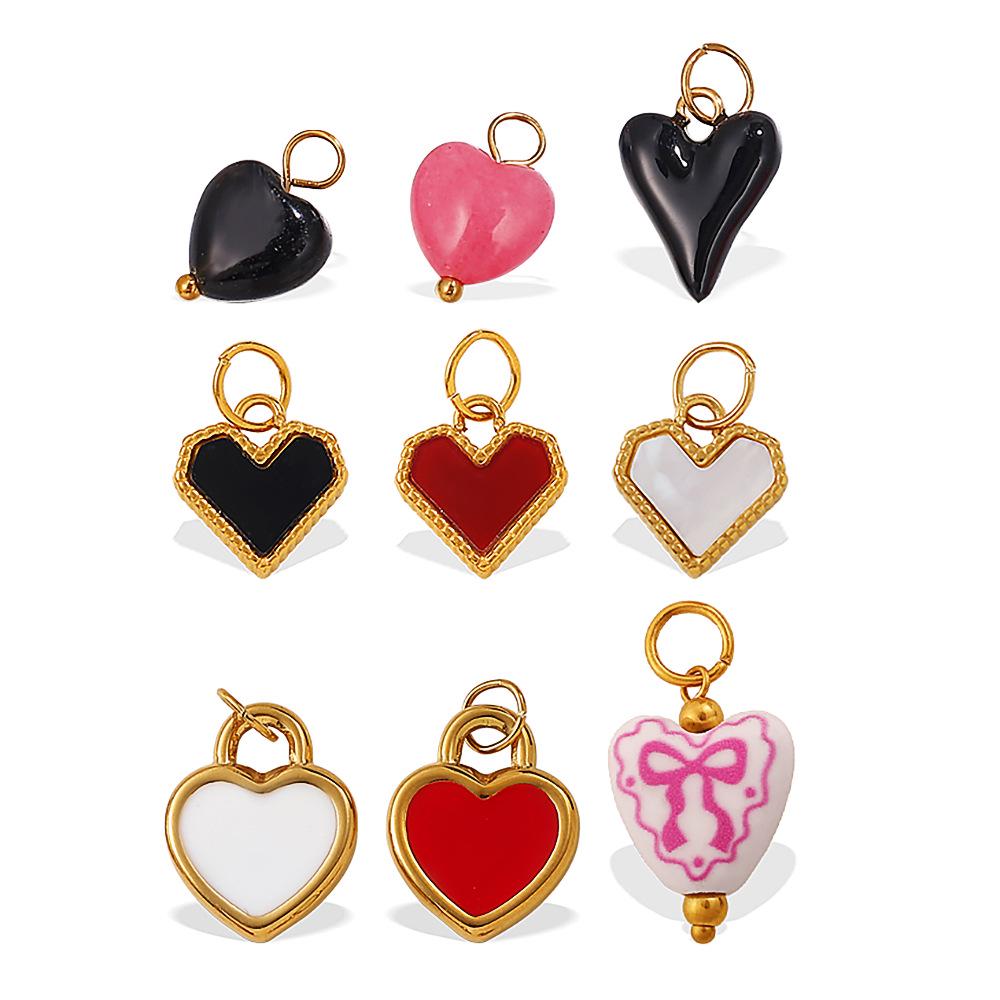 European & American Heart Pendant Necklace & Bracelet Set, Stainless Steel 18K Colorfast Jewelry for Women