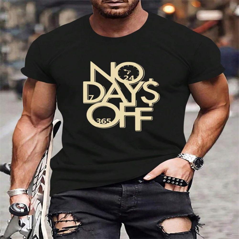 Letní Pánská Trička s Krátkým Rukávem s Módním Ležérním Potiskem 3D Vzorů Písmen s Kulatým Výstřihem