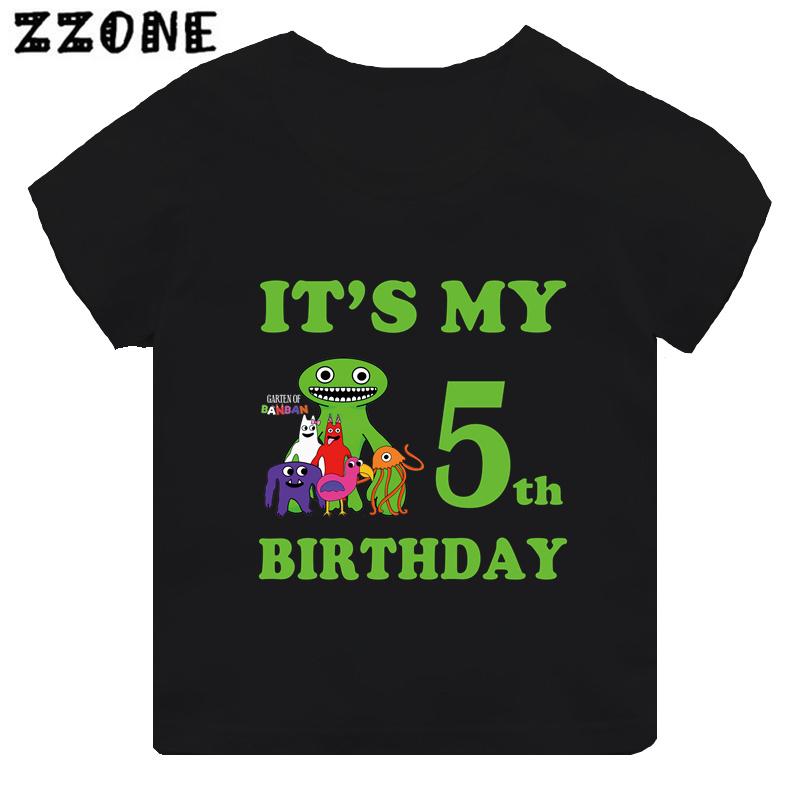 Hot Game Garten of Banban Print Kids Clothes It's My Birthday Boys Girls T Shirt Baby Children T-Shirts