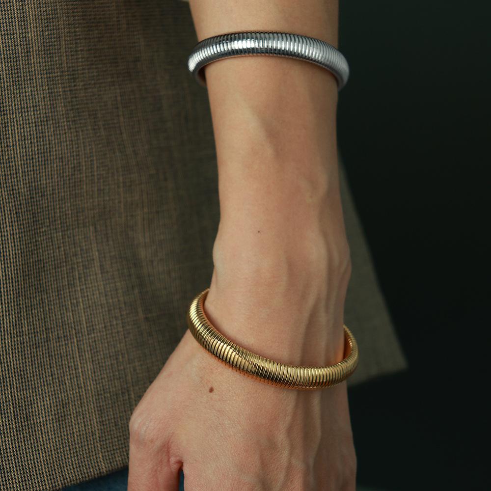 Hot Selling Fashion Jewelry Stainless Steel Elastic Bracelet Personalized Gold Plated Jewelry Bracelet for Women