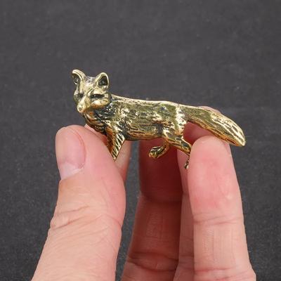 Antikes Messing Massiv Fuchs Kupfer Ornament Arbeitszimmer Büro Schreibtisch Tee Haustier Tier Heimdekorationszubehör Figuren zum Sammeln