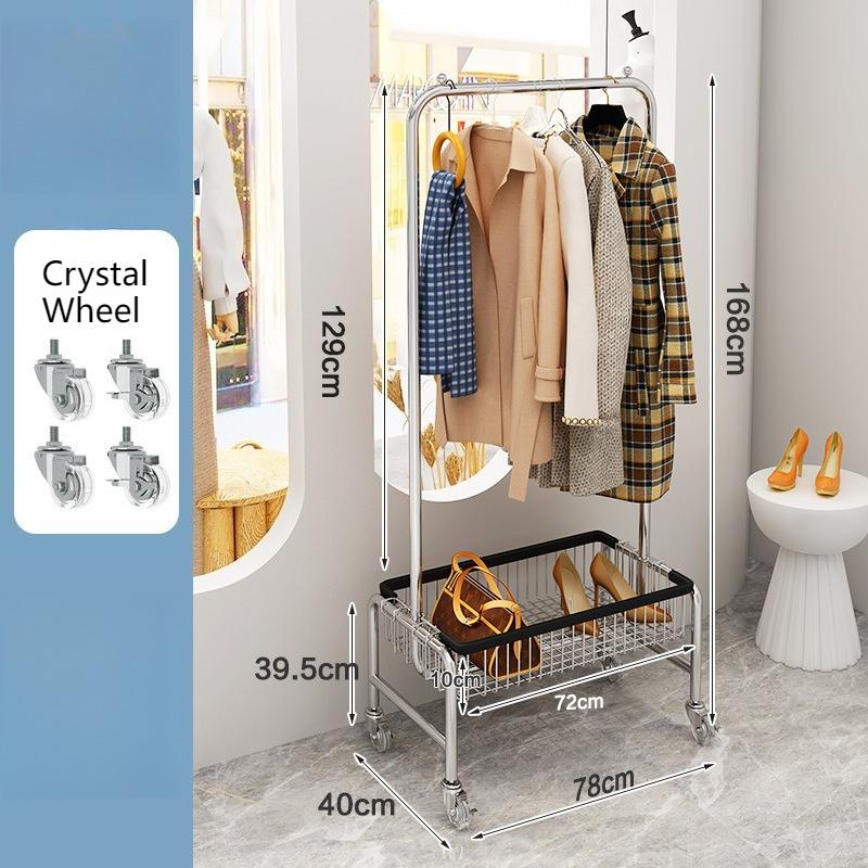 

Metal Wardrobe Store Clothes Hanger Removable Multipurpose Coat Rack with Storage Basket Floor Clothes Organizer Entrance Racks