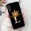 For LG Velvet 4G 5G UW Back Cover For LG Velvet 5G UW Case Fashion Luxury A-Z Letters Crown 2D Painted Soft Black Phone Case