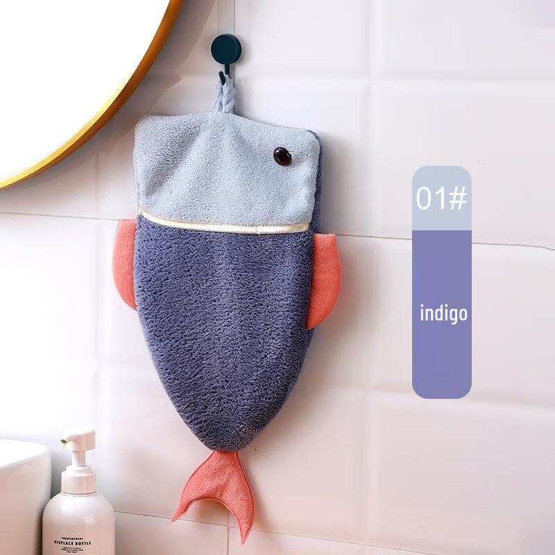 

JINGRUIXIANG Double-Layer Coral Fleece Cartoon Fish Hand Towel (2-Pack)