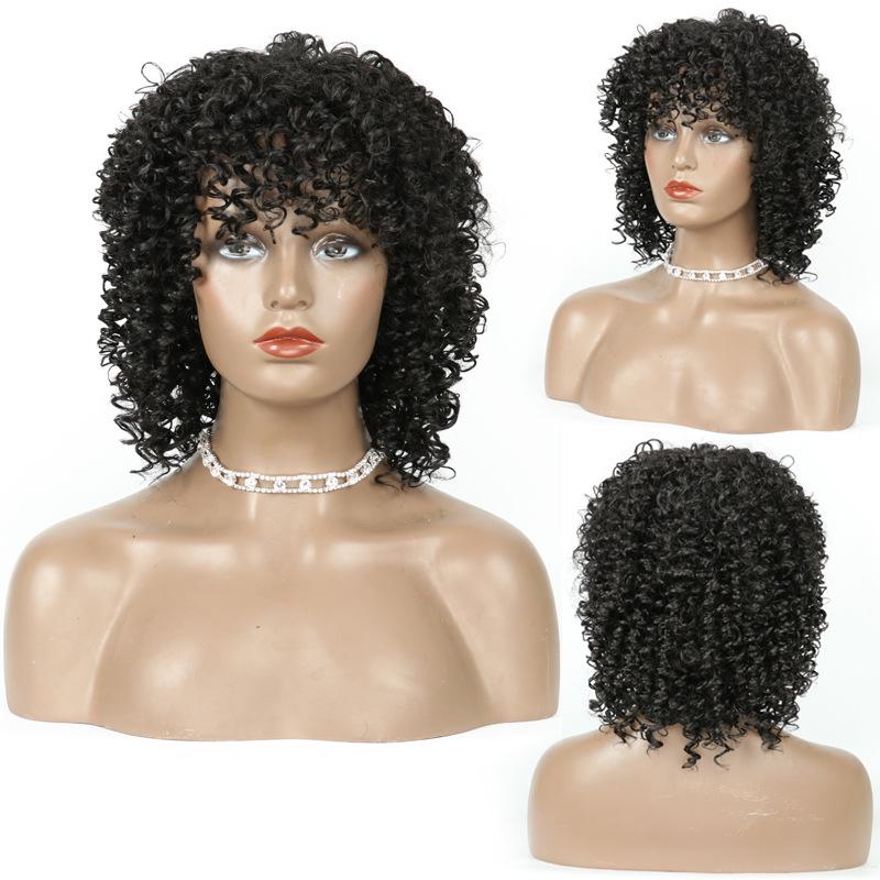LISI HAIR Wigs European and American Fashion African Small Curly Ladies Wigs Headgear Afro