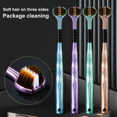 Pcs Three-Sided Toothbrush Complete Teeth Gum Care Protruding Dots Clean Tongue Coating