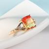 Gold-Plated Colorful Crystal Ring with Diamonds and Tourmaline Zircon Accents