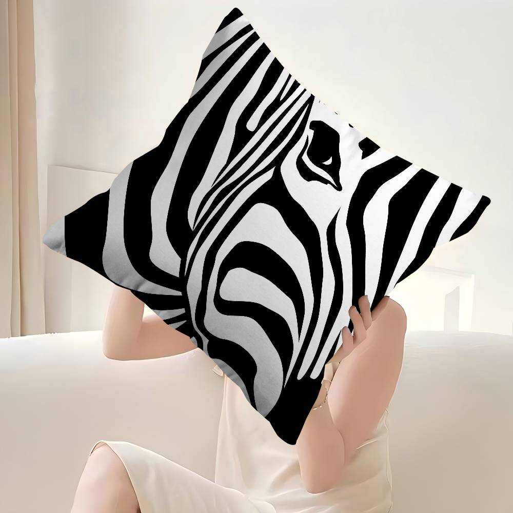 Abstract Line Black And White Zebra Cushion Cover Car Throw Pillow Case For Sofa Car Christmas Gift