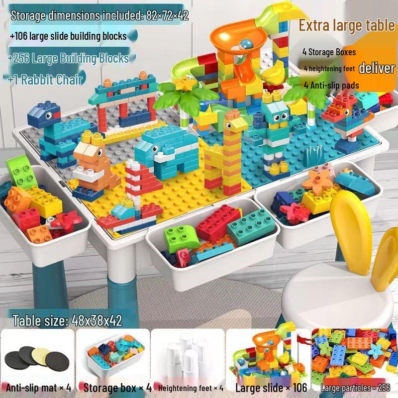 Multifunctional Large Particle Building Block Table for Kids: Educational Toy for Boys, Girls, and Babies