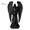 Mysterious Angel Ornament 3D Printed Sculpture Decoration, Dark Gothic Decoration with Detailed Feather Black Matte Finish Statue Texture, Figurine