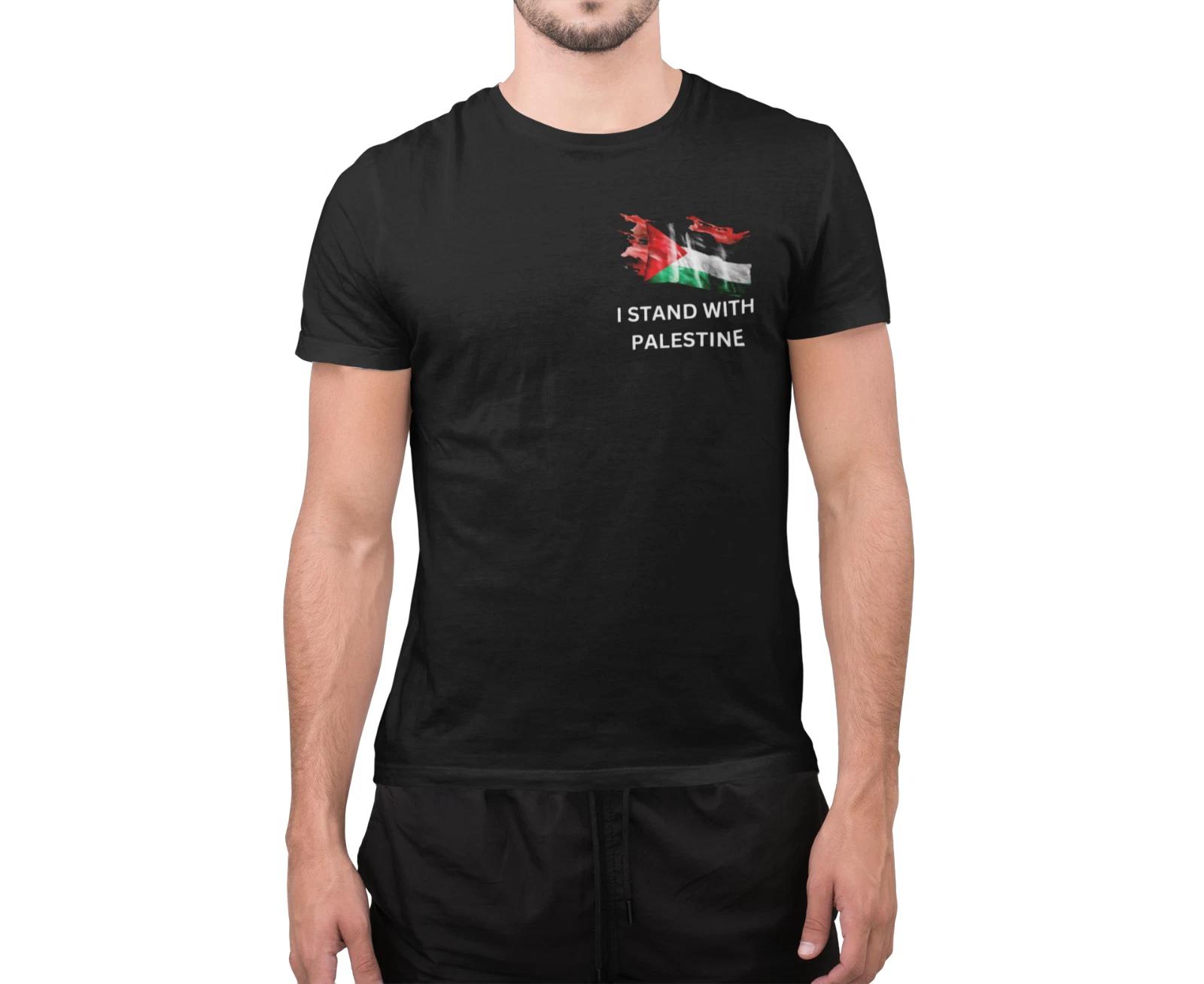 Palestine Support T-Shirt I Stand With Palestine Ally Flag Cotton T-Shirt S