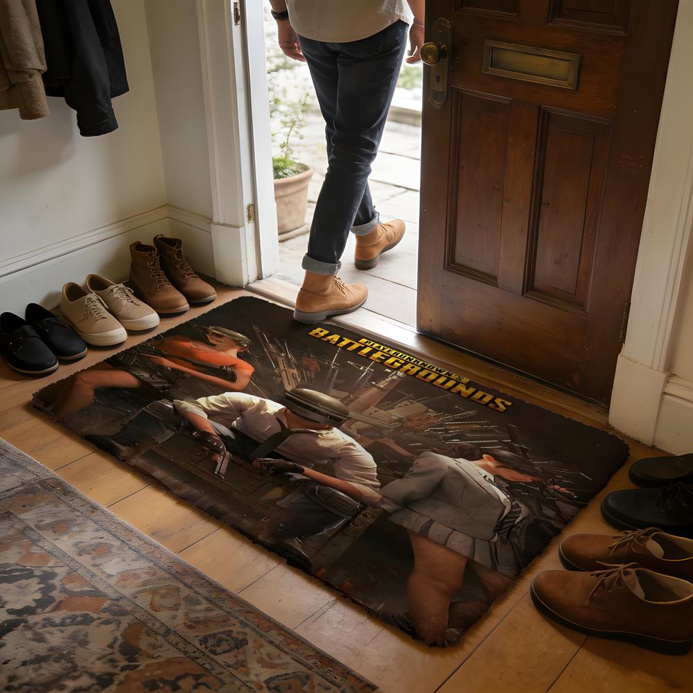 PPUBG Classic Movie Floor Mat Soft Flannel Absorbent Mat Non-Slip Rug Home Bedroom Bathroom