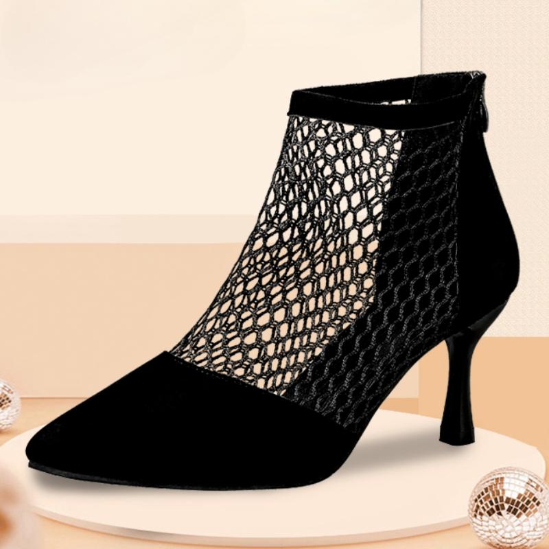 Fashion 2025 Women Sexy Ankle Boots Summer Pointed Toe High Heels Breathable Sandals Back Zipper Comfortable Party Shoes Bota Femininas