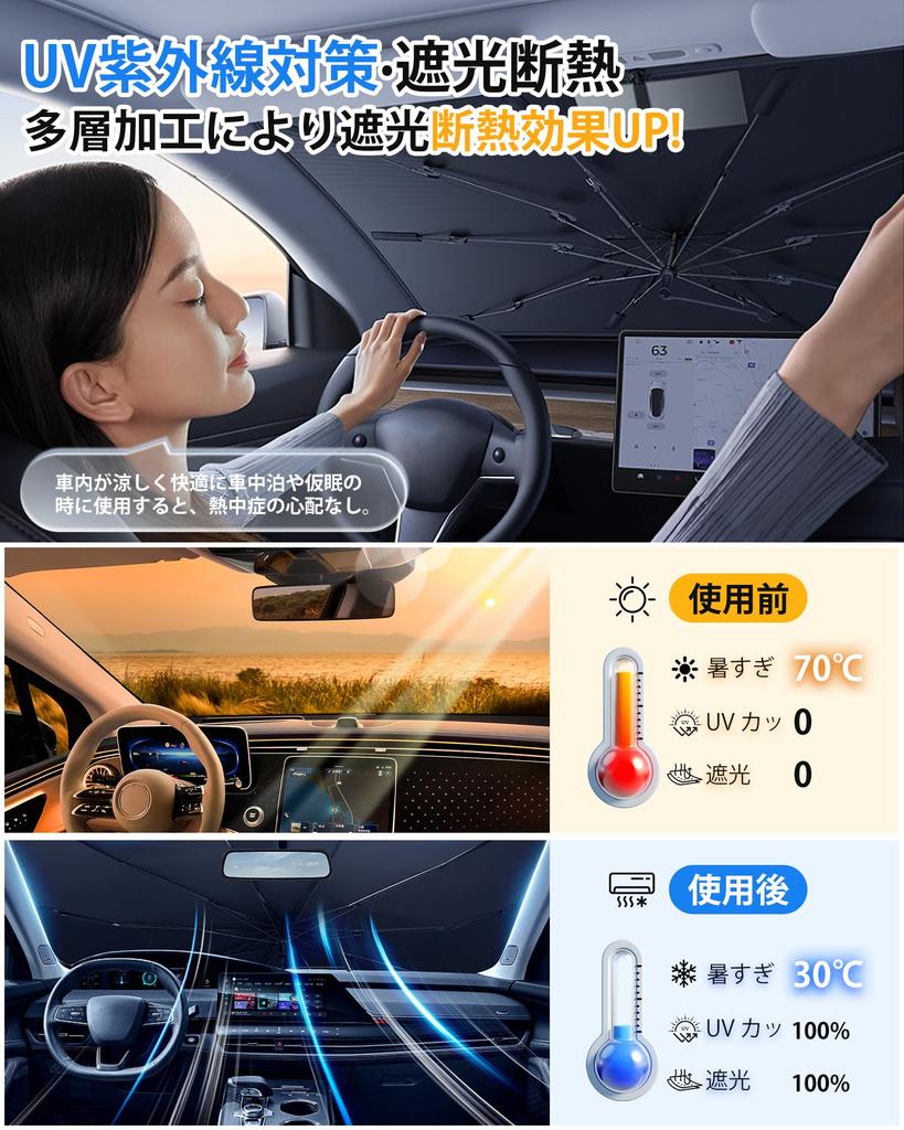 Gegizun Folding Car Sunshade Reinforced Ten Light Sunshade for Car Blackout Front Shade with Rearview Mirror UV Car Car Sun UV Car Insulated Perfect