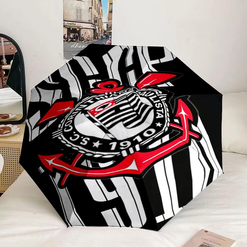Ombrello con Emblema di Squadra di Calcio a 8 Stecche per Viaggio, Campeggio, Ombrello Leggero Portatile Casual, Essenziale per ogni Famiglia Regalo per le Vacanze
