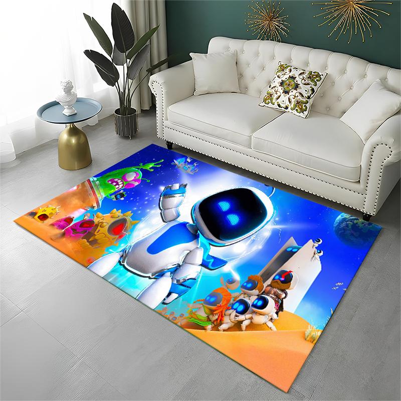 Spiel A-Astro Bot Cartoon Roboter Rutschfester Teppich für Wohnzimmer, Schlafzimmer, Spielzimmer, Weiche Teppichbodenmatte Heimdekor Teppich Kinderzimmer
