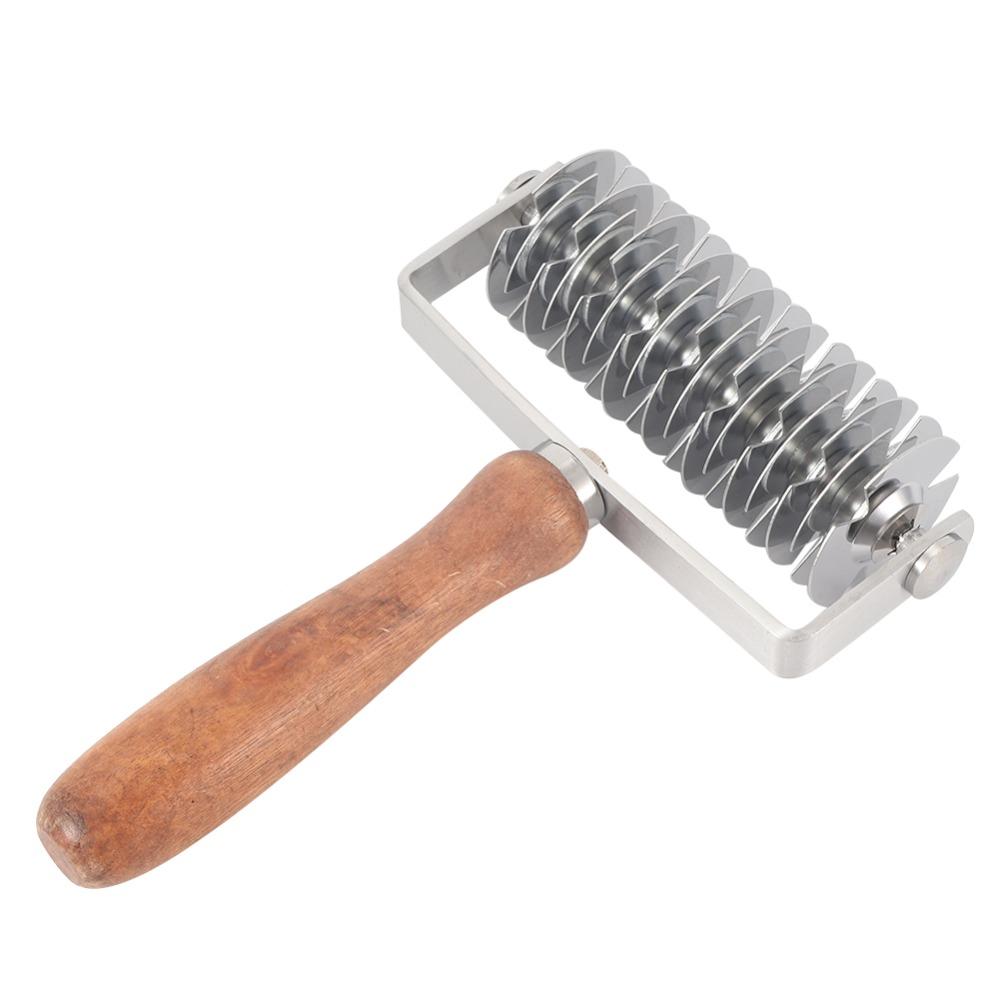 Stainless Steel Lattice Pastry Cutter Non-stick Wood Handle Pastry Lattice Roller Cutter Time-Saver Roller Cutter Baking Cooking