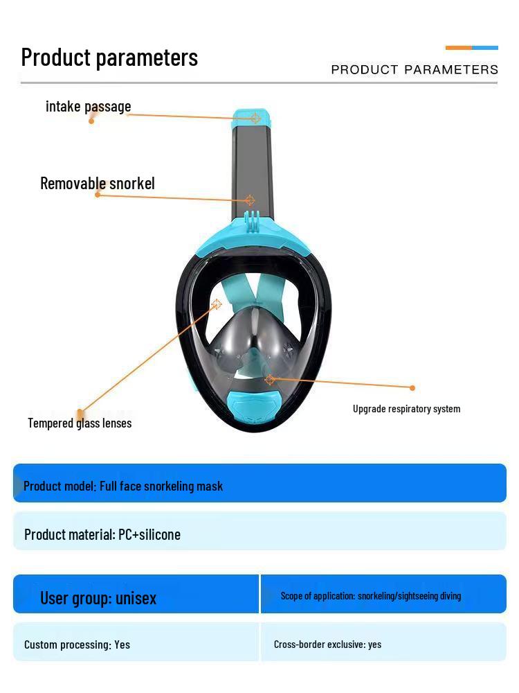 Vodotěsná celoobličejová šnorchlovací maska se suchým šnorchlem pro děti a dospělé