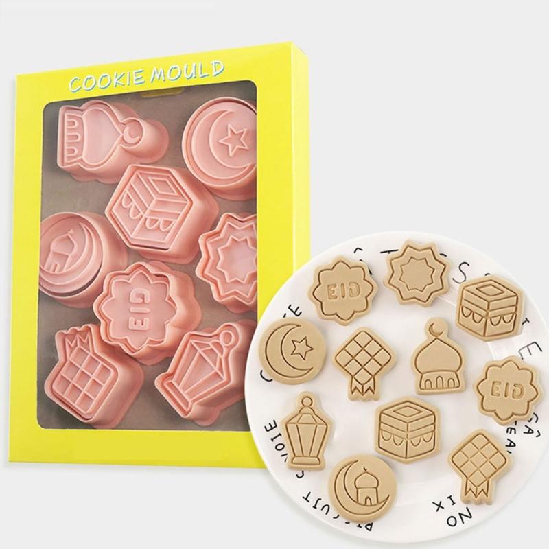 8 sztuk Formki do ciastek z dociskiem Zamki Księżycowe Wykrawaczki do ciastek Stempelki do ciastek Fondant Narzędzie Kuchenne Artykuły Imprezowe