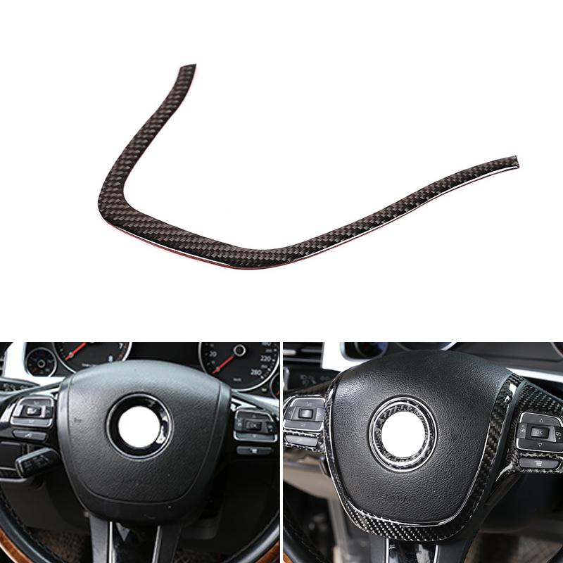 Car Carbon Fiber Interior Steering Wheel Panel Switch Button Cover Trim For VW Touareg 2011 2012 2013 2014 2015 2016 2017