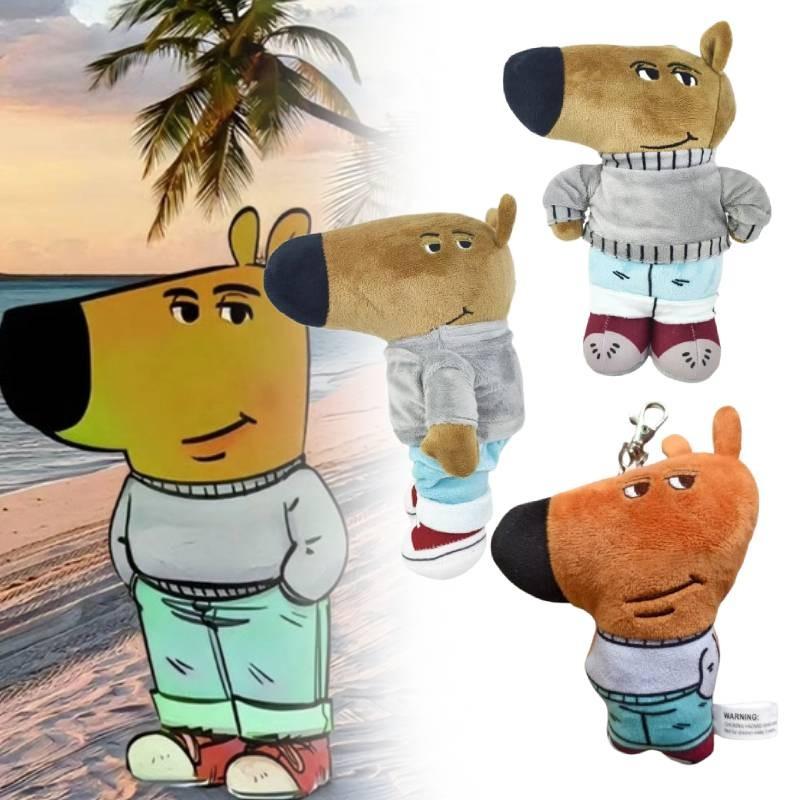 Chill Meme Guy Cartoon Dog Plush Toy Stuffed Animal Doll Kids Birthday Gift