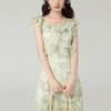 French Floral Dress Women's Summer Flower Dream-catching Lotus Leaf Edge Collar Long Dress 2026 Summer New Gentle Long Dress