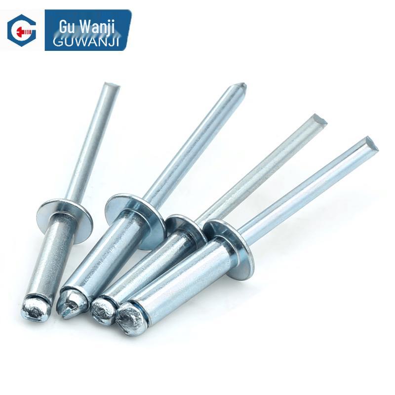 GUWANJI Carbon Steel Galvanized Open-End Flat Round Head Blind Rivets