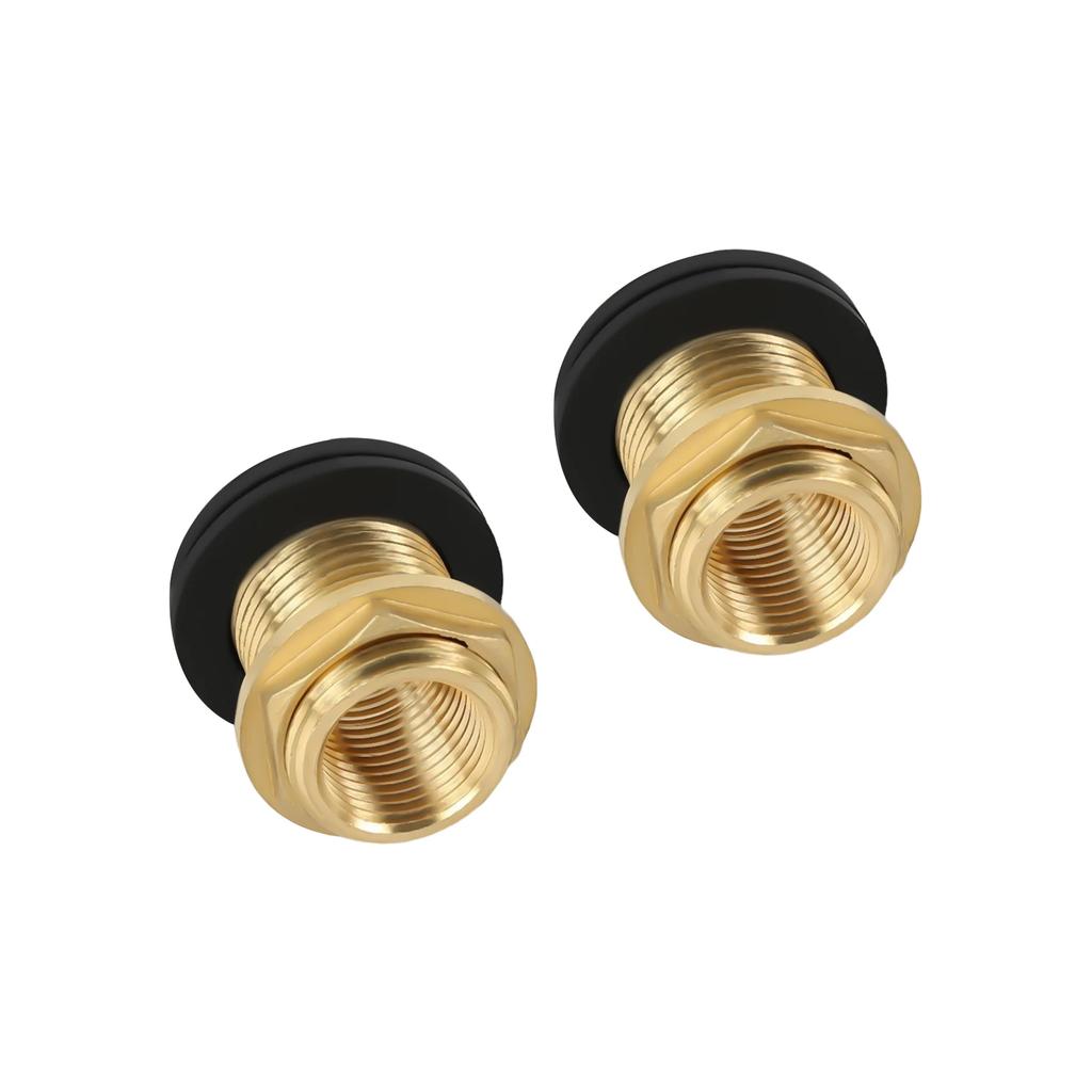 2-Pack Water Tank Connector, 1/2" Female NPT and 3/4" Male GHT, Solid Brass, Bulkhead Fitting with 2 Rubber O-Rings