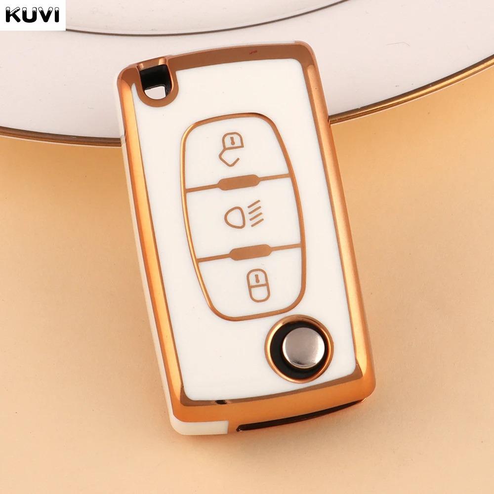 Fashion TPU Car Flip Key Case Cover Bag for Peugeot 107 207 307 308 407 607 3008 5008 Citroen Xsara Picasso C5 C6 C8 Accessories