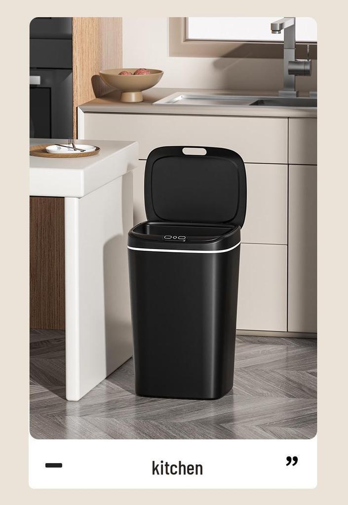 2026 Stylish Induction Trash Can: 16L Large Smart Bin with Odor-Sealed Lock for Home Use