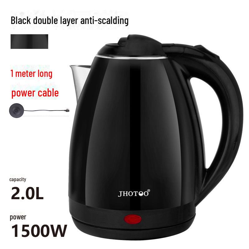 

Электрический чайник из нержавеющей стали объемом 2 л с двумя стенками, функцией автоматического отключения, большой вместимостью и защитой от ожогов для домашнего заваривания чая или кофе. 2L