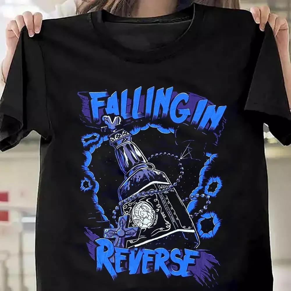 Редкая черная футболка с коротким рукавом группы Falling in Reverse, все размеры, унисекс XXXXL