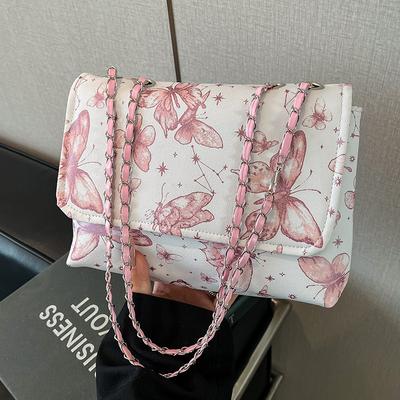 New Chinese Style Chain Bag for Summer New Simple and Fashionable Butterfly One Shoulder Crossbody Small Square Bag