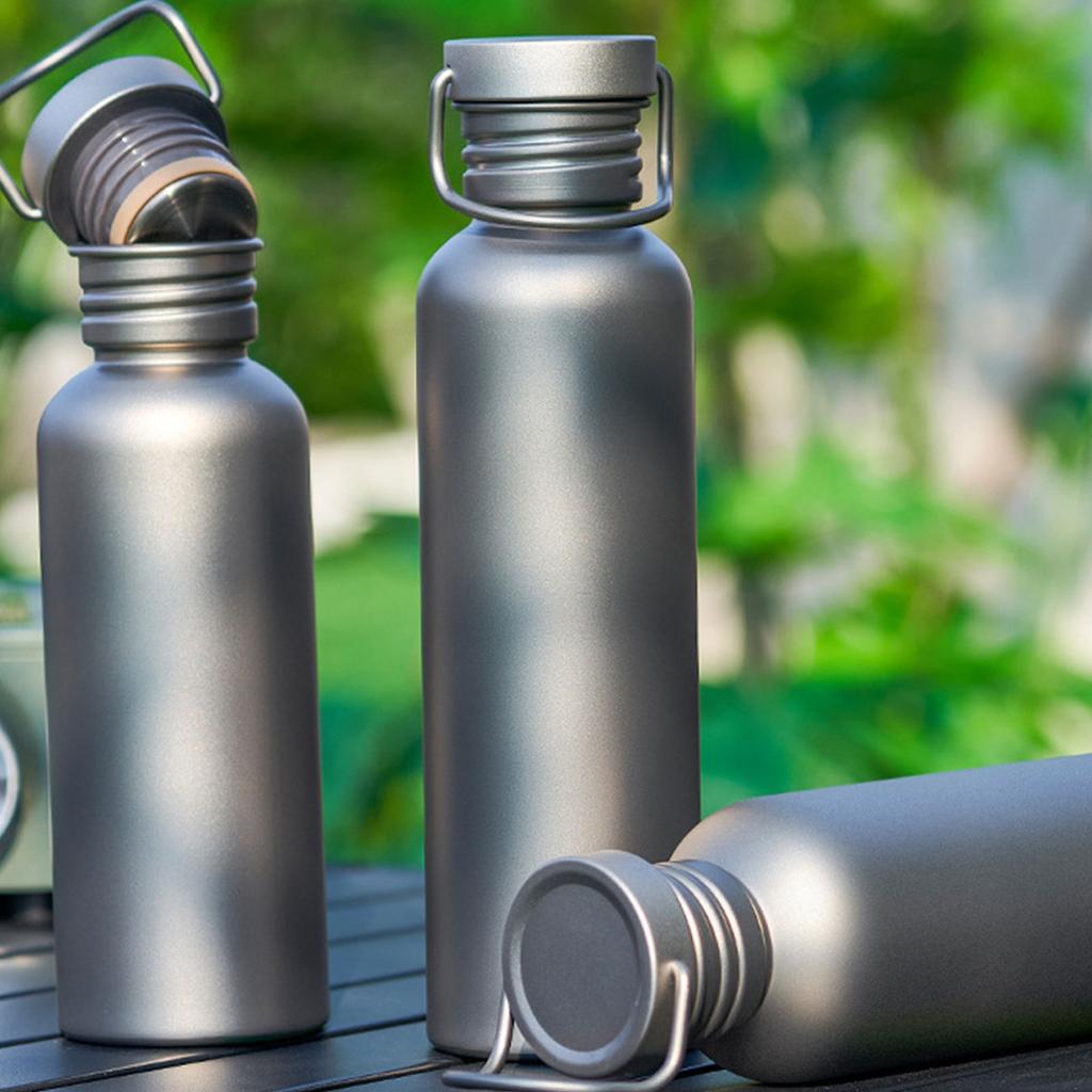 Titanium Waterfles Outdoor Kampeerfles Sport Fietsen Wandelen Waterfles met Deksel Brede Mond Water Drinkfles