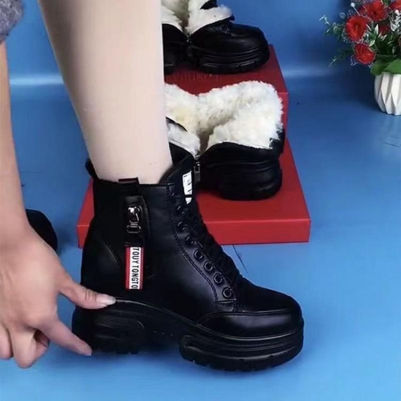Snow boots women's new winter fur integrated fleece warm Martin boots thick-soled inner height-increasing cotton shoes