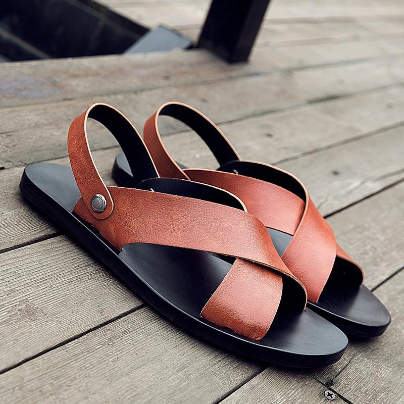 Men Sandals Summer Elegantes Beach Sandals Men Shoes Leather Holiday Outdoor Male Retro Comfortable Casual Sandals Men Sneakers