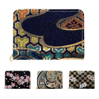 Nishijin-ori Mini Wallet, Small, Japanese Style, Round Zipper, for Men and Women [NB], Evening Wave Pattern