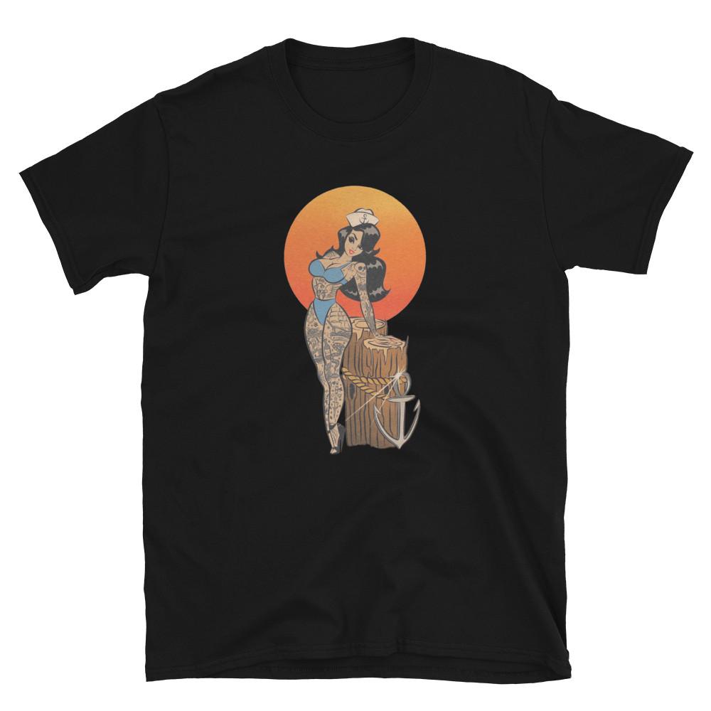 Nautical Sailor Girl Tattoo Printed TShirt Vintage Style Brandy Tee Unisex T-Shirt
