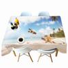 Conch Shell Seascape Pattern Resort Beach Tablecloth Thicken Cotton Rectangular Round Table Cloth For Wedding Picnic Party