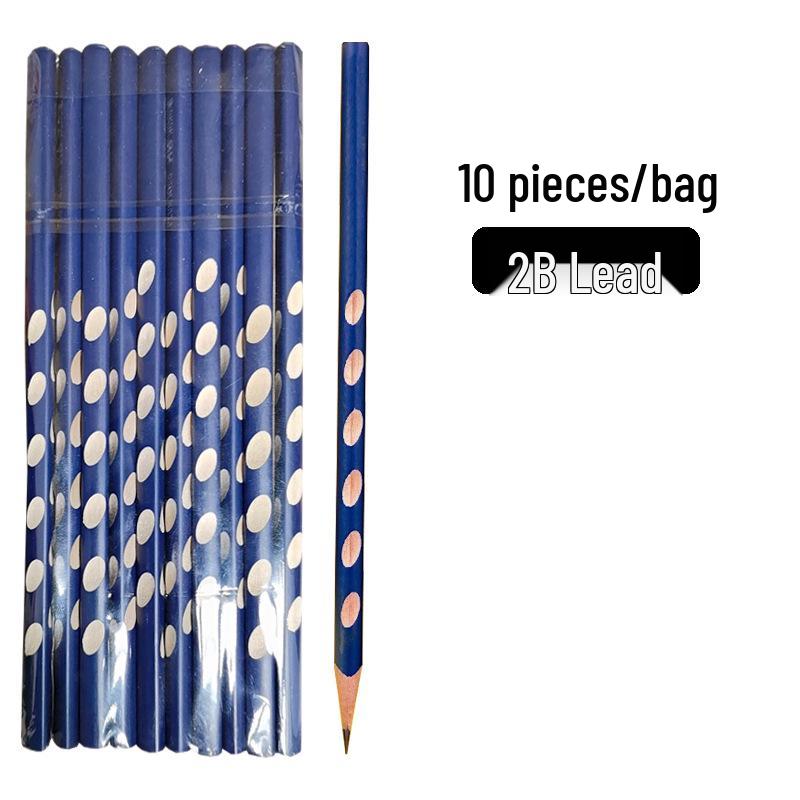 Triangular Grip HB Pencil with Leather Head for First Graders - Solid Color and Holey Design HB