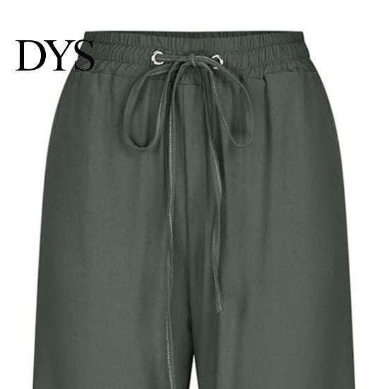 Comfortable Trousers Women Cropped Pants Solid Color Loose Fit Mid-calf Spring Summer Autumn with Elastic Waistband Casual Commuting Style