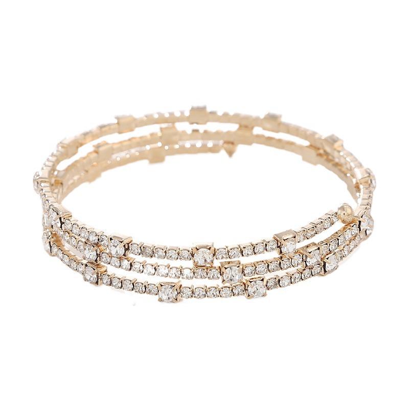 Bride full diamond multi-layer elastic bracelet multi-row cross opening winding bracelet claw diamond bracelet