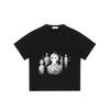 Black T Shirt with Abstract Human Figures Sketch Print for Casual Wear