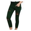 Pantaloni a matita a vita alta con coulisse in tinta unita Leggings attillati strappati