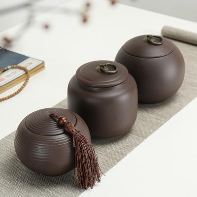 Purple Clay Tea Can Ceramic Tea Pot Moisture-proof Sealed Storage Pot Art Decoration Ceramic Tea Storage Jar Sealed Candy Jar