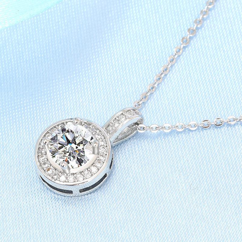925 Silver Necklace For Women Round Pendent Sparkling Pave CZ Necklace Fashion Anniversary Birthday Jewelry Gifts N755
