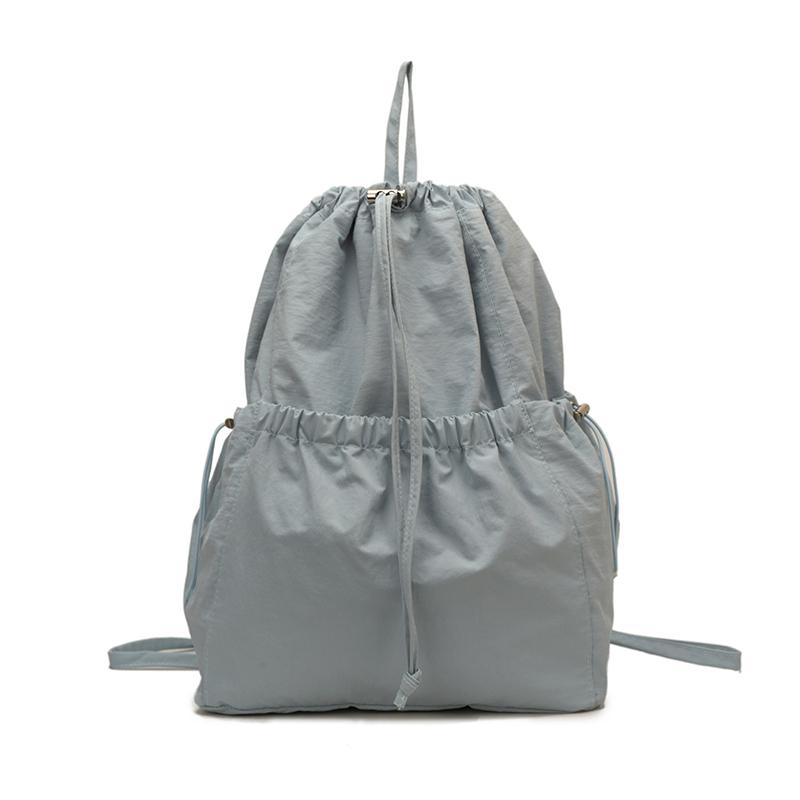 2026 New Drawstring Nyl Backpack Large Capacity Lightweight Multi-Pocket Rucksack Casual Travel School Backpack for Women